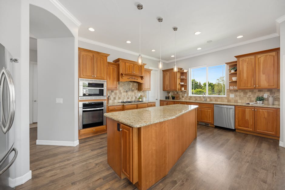 Custom wooden kitchen cabinets installation